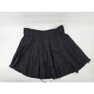 IRO Acanta Mini Skirt 36 Black Linen Pleated Frayed Boho Eclectic AE619